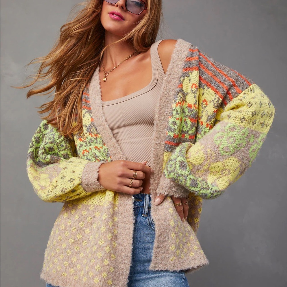 Ferrell printed open front cardigan
